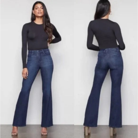 GOOD AMERICAN NWT Good Flare Jean in Blue025 // 00 - Picture 1 of 11
